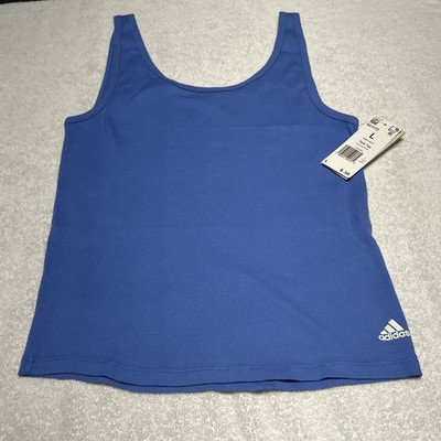 Adidas Women's Active Flex Ribbed Knit Tank Top Blue Fusion Size L NWT