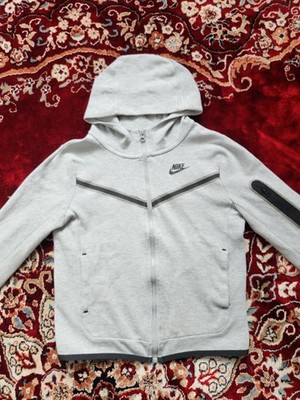 Authentic Nike Tech Fleece Full-Zip Hoodie Jacket - Grey Heather/Black - Size M