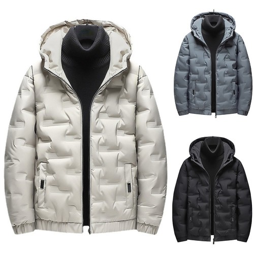 Stylische dicke Herren Winterjacke mit Kapuze wattiert gesteppt für draußen - Bild 1 von 20