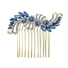 Gorgeous Navy Blue Crystal Floral Hair Comb
