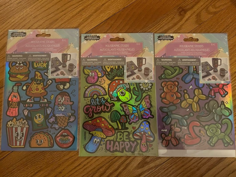 Greenbrier International Holographic Cartoon Stickers Lot of 3 Packs