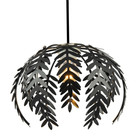Traditional Fern Leaf Design Ceiling Pendant Light Shade in Black Gloss Finis...
