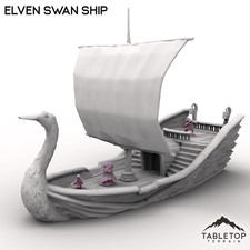 Elven Swan Ship - Fantasy DND Dungeons and Dragons