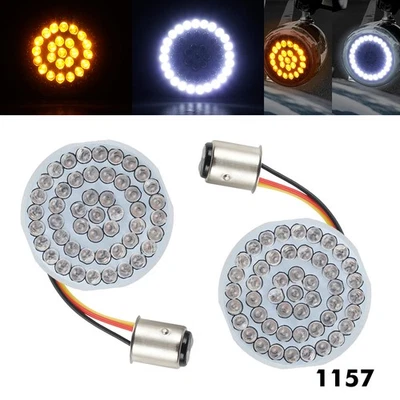 2x 2" LED Motorrad Vorne Einsätze Blinker Licht Birne Gelb Weiß 1157 für Harley - Bild 1 von 4