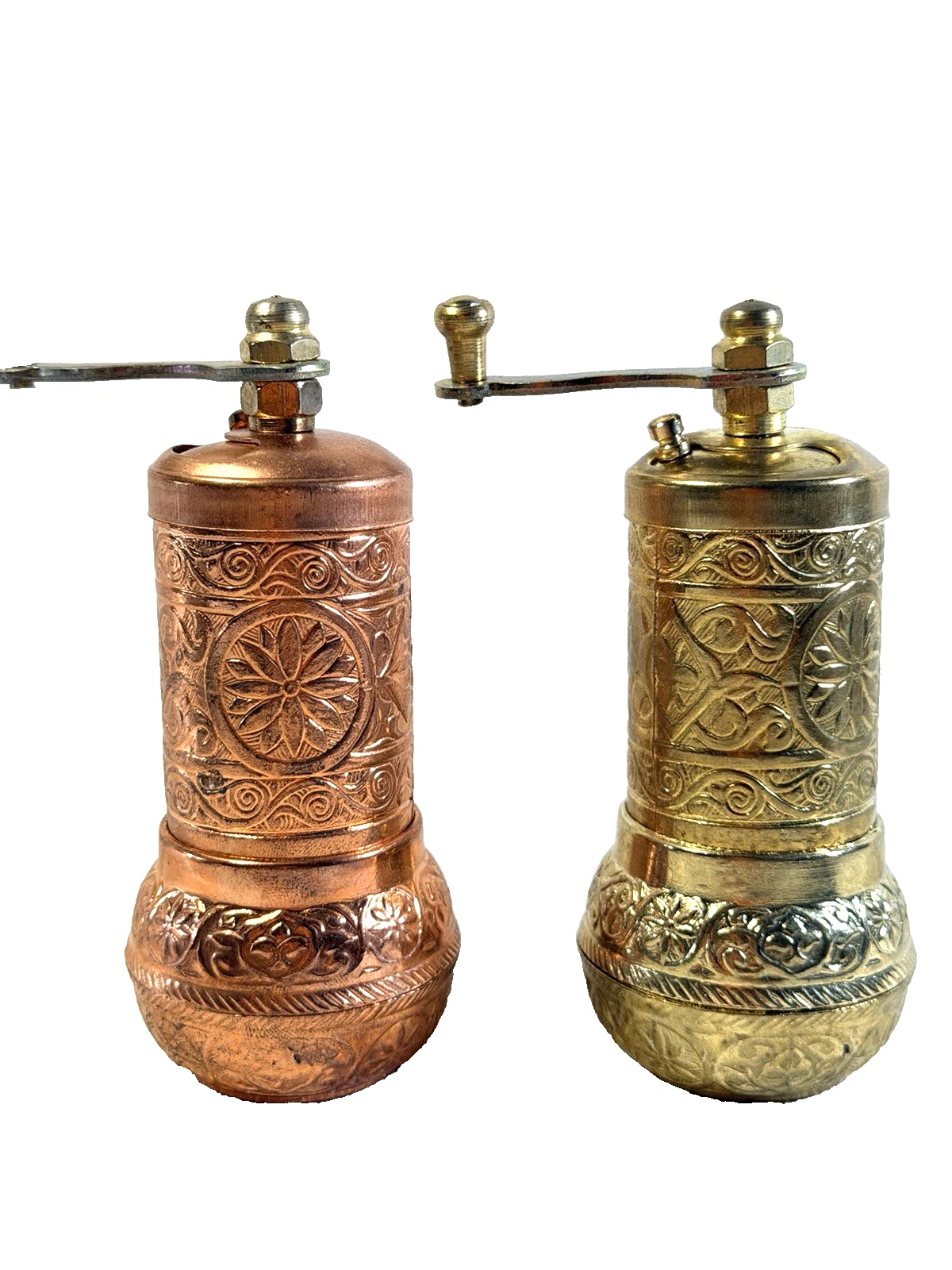 2 Piece 4.5" Handmade Small Turkish Coffee Bean Grinder Spice and Pepper Mill