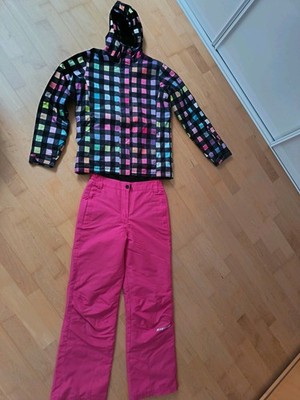 Skianzug, Schneehose, Skihose: Ziener Gr. 164 pink, Jacke: Roxy schwarz bunt