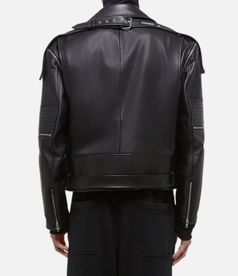 Helmut Lang Men's Black Leather Zipper Front Astro Belted Biker
