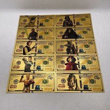 Zestaw 10 złotych kart foliowych Star Wars w projekcie banknotów + certyfikat