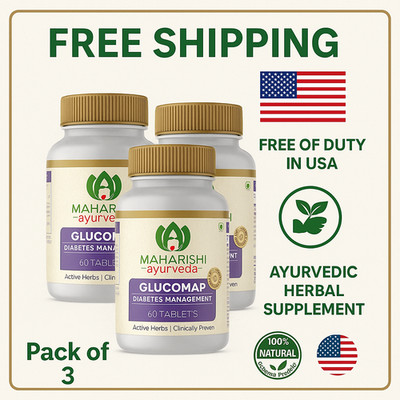 3 Packs × Maharishi Ayurveda Glucomap   60 Tablets Each (2027 Expiry)