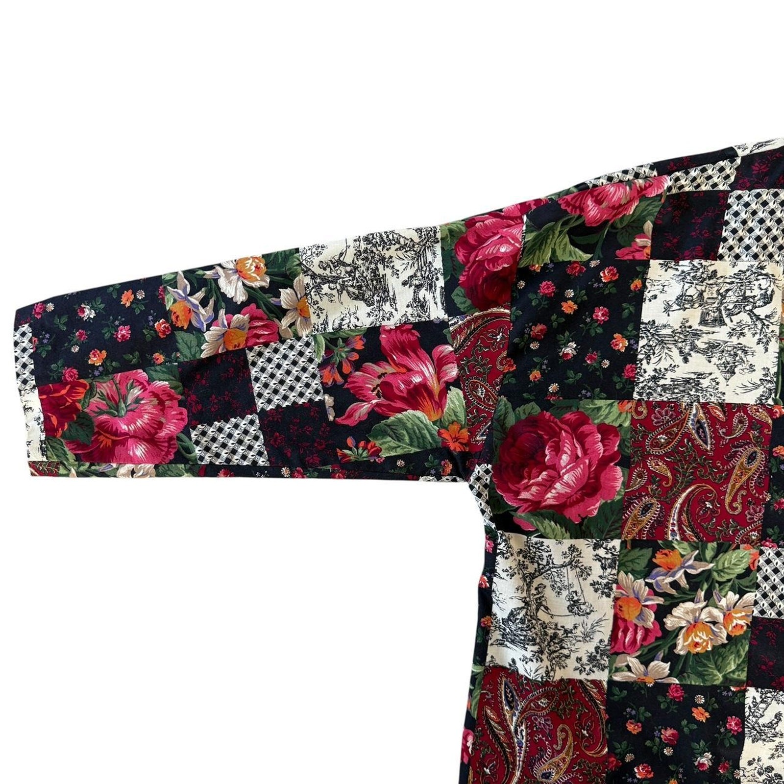 Handmade Patchwork Quilt Jacket Oversized Floral … - image 5