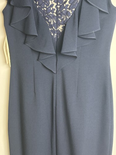 NWT Eliza J Navy Blue Ruffle Sleeveless Lace Back Dress Size 8 - Picture 6 of 10