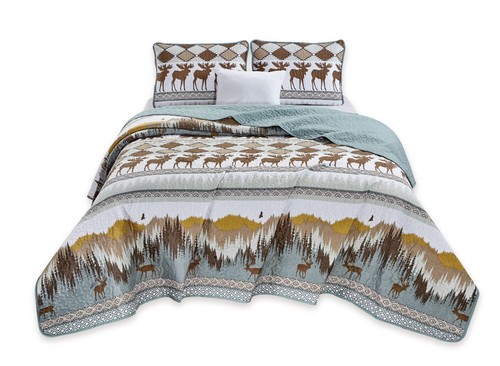 Chezmoi Collection 3pcs Quilted Coverlet Bedspread Set Lodge Cabin Southwestern - Picture 12 of 16