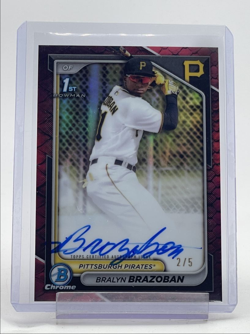 BRALYN BRAZOBAN 2024 BOWMAN CHROME 1ST AUTOGRAPH RED REPTILIAN AUTO /5 Q2419