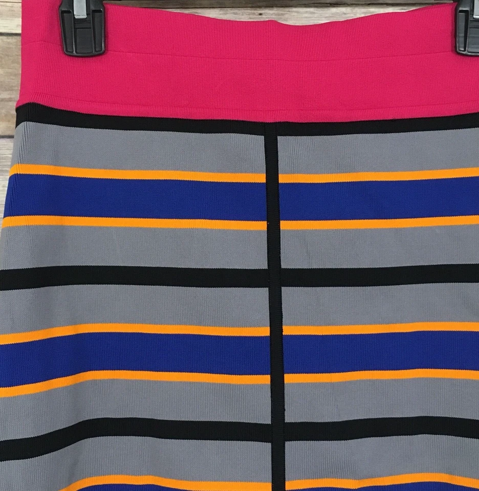 Yigal Azrouel Cut25 Bandage Pencil Skirt M Multicolor Striped Zip Back Party - Image 3 of 4