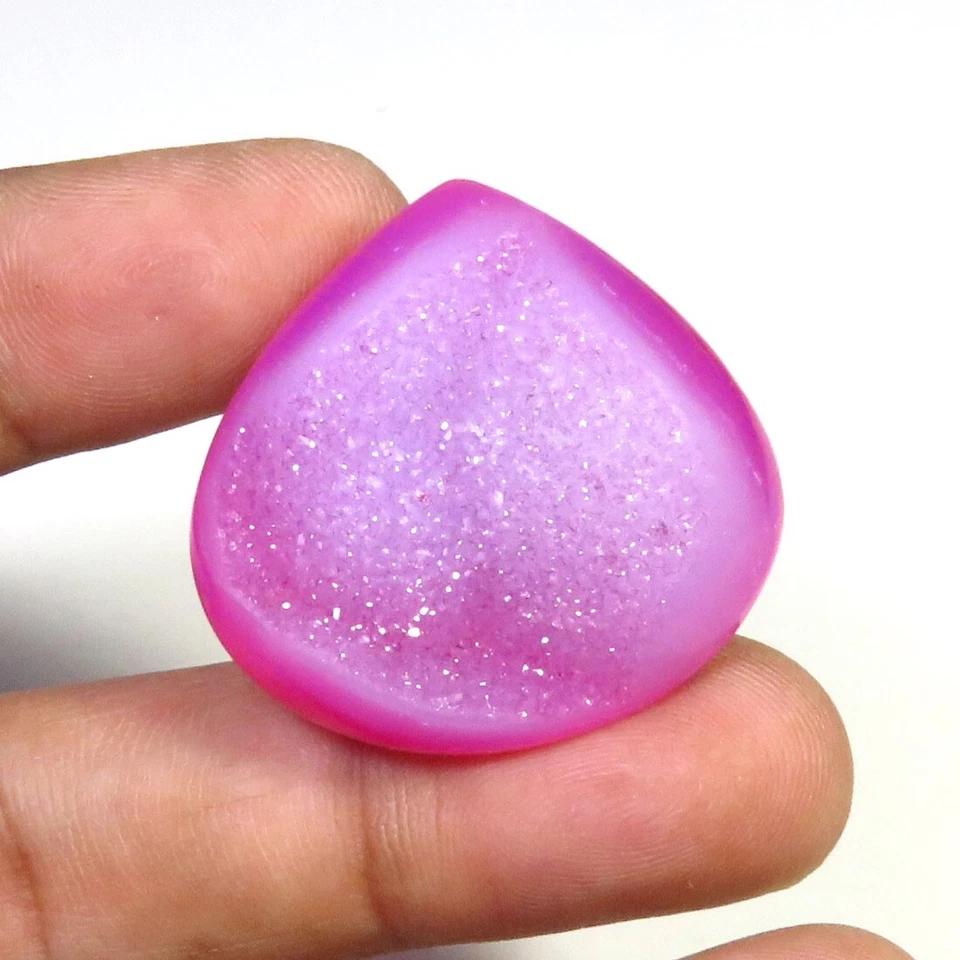 Geoda druzy de ónix rosa ágata corazón cabinas 30x30 mm ventana natural gemas de ónix OD-1281 Foto 3 de 4