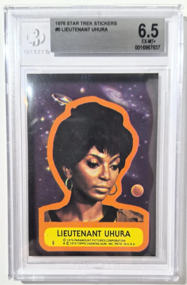 Vtg 1976 Topps #6 Star Trek Lieutenant Uhura Trading Card Sticker 6.5 EX-MT+ - Image 2 of 3