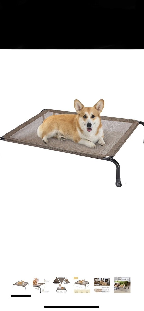 Veehoo Cooling Chewproof Elevated Dog Bed Sleep Medium Brown