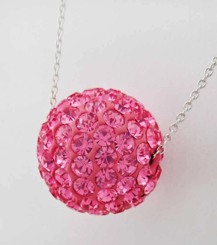 COLGANTE BOLA ZAFIRO ROSA SWAROVSKI PLATA .925 - NUEVO CON ETIQUETA - Envío Gratis Foto 2 de 3