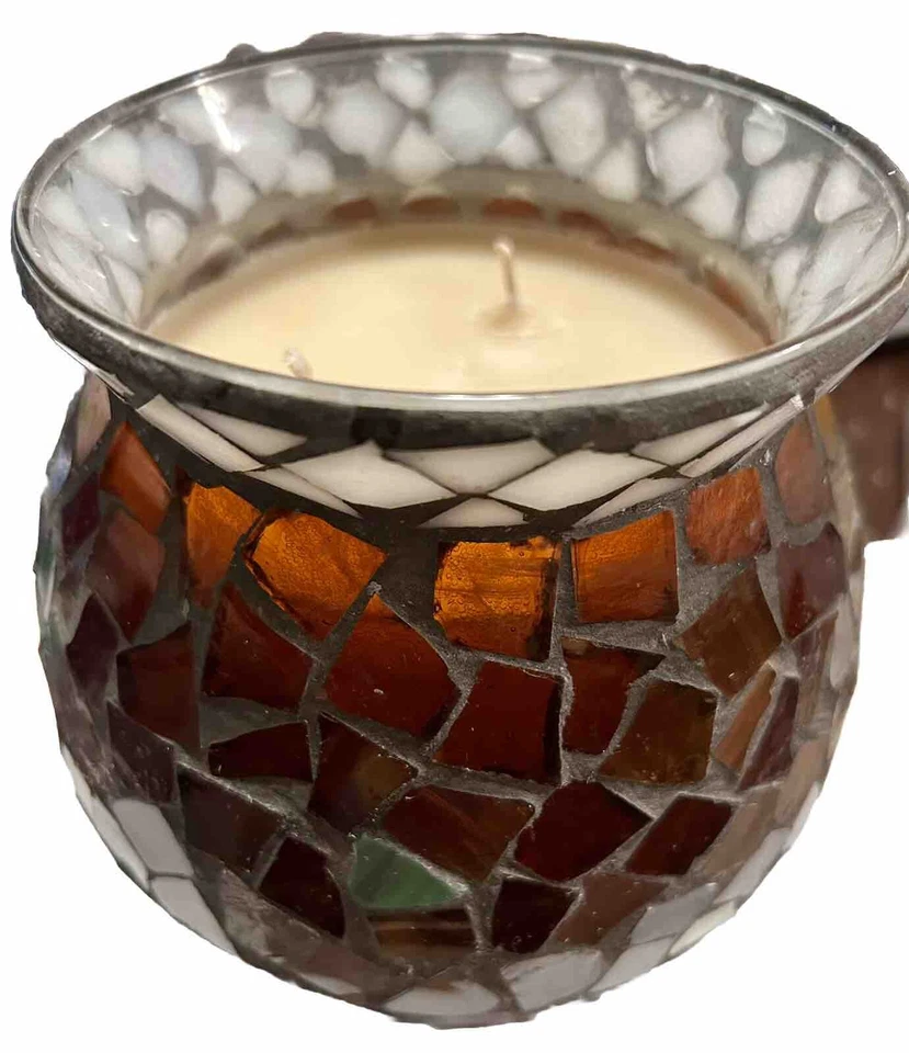 Extra Large Candle In Mosaic Glass Vase - Image 2 of 4