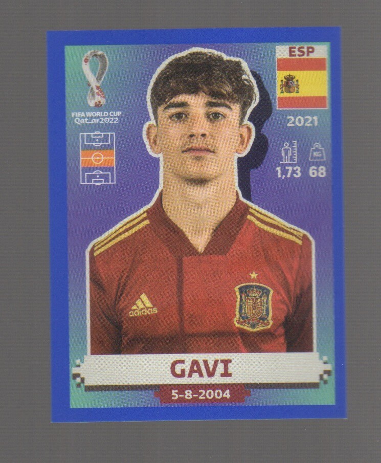Panini FIFA World Cup Qatar 2022 GAVI Blue Parallel Sticker ESP 10