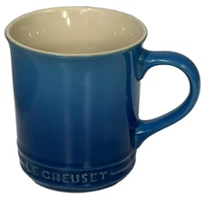 Le Creuset Stoneware Coffee Tea Mug 14oz Ombré Chambray Blue Embossed Discount