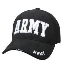US Army Embroidered Ball Cap Hat Infantry Airborne Cavalry Armor Black w / White