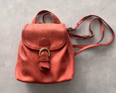 Old Coach Leather 2WAY Mini Backpack Shoulder Bag Red E5C-4152
