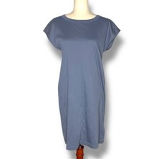 Everlane Slate Blue Crewneck Cap Sleeve Cotton T-Mini Shirt Dress Size Medium