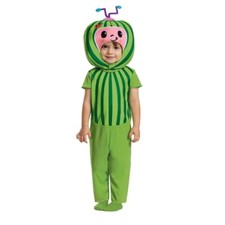 Cocomelon Toddler Melon Halloween Costume Jumpsuit Headpiece 2T, Green 1027