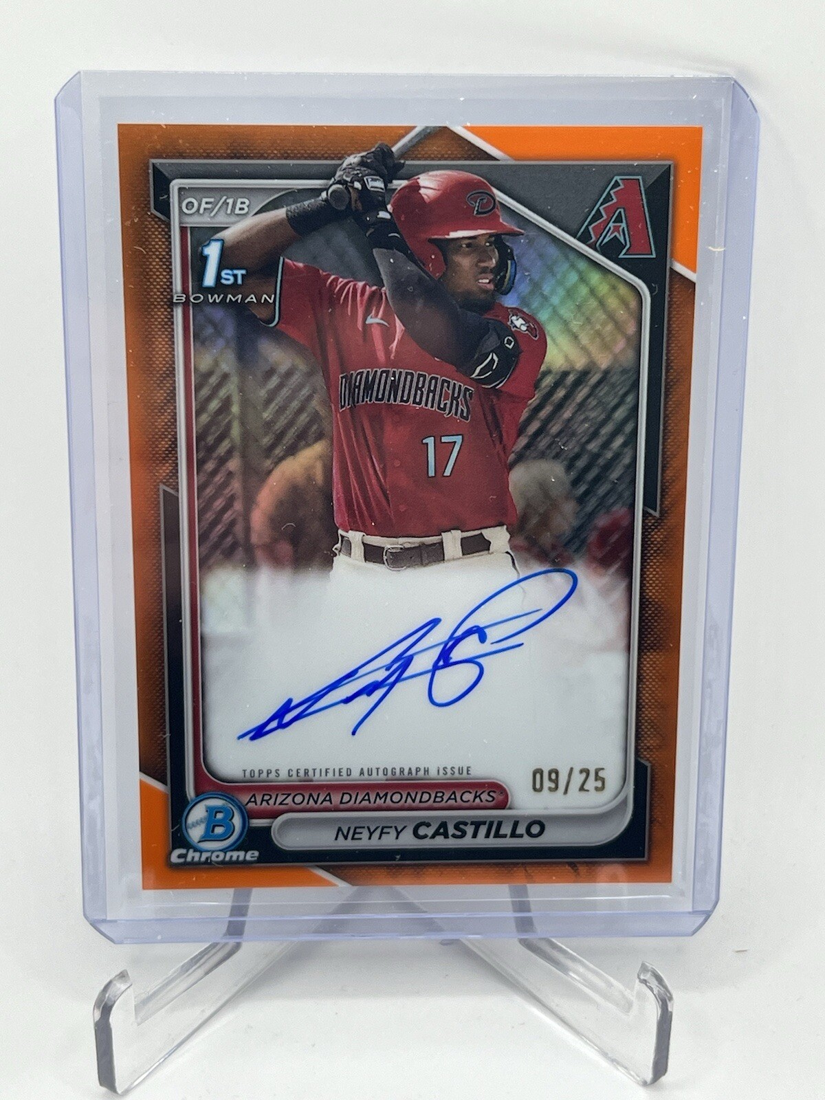 2024 Bowman Chrome Neyfy Castillo Orange Refractor Auto /25 CPA-NC Diamondbacks