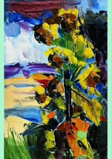 Oil Painting Floral Original Art Flower Painting Sunflower Textured Impasto Art