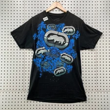 Vintage Y2K Ecko Shirt Mens Medium Black Blue Rhino Graphic Hip Hop   