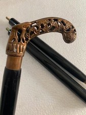 Handmade Style Wooden Walking Stick Cane Antique Brass Victorian Head Handle New