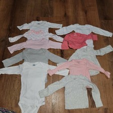 Newborn/0-3, 10 Piece Bundle; 6 Onesies 4 Tops Gerber, Carters, Pink, White 236
