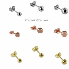 Kugel Ohrstecker Paar / Einzel ECHT 925 Silber Rose Gold Ohrschmuck Kugelstecker