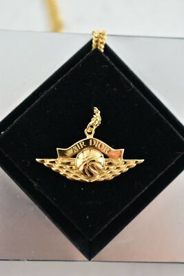 Air Dior Jordaan Wing Basketball Gold Chain Logo Oblique Necklace