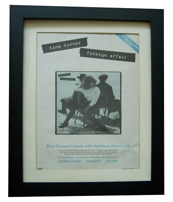 TINA TURNER Foreign Affair POSTER+AD+FRAMED+RARE ORIGINAL+1989+FAST WORLD SHIP