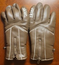 VTG WELLS LAMONT SKIER GLOVES WOMENS MEDIUM BROWN GLOVES FAUX FUR LINED