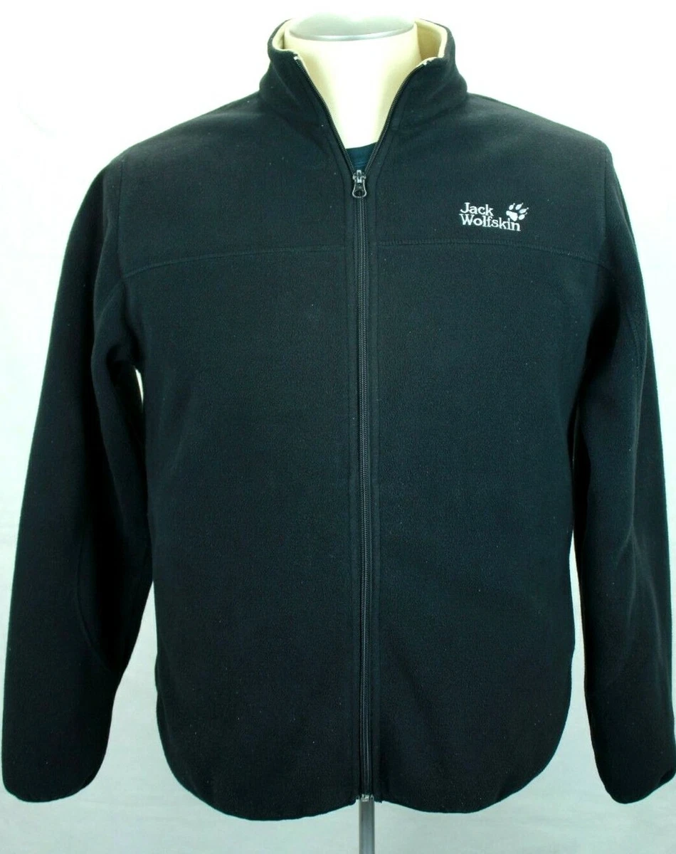 JACK WOLFSKIN MEN S BLACK FULL ZIPPER FLEECE JACKET SIZE L VGC