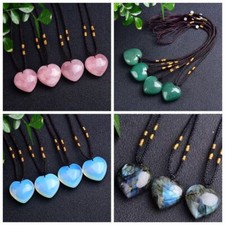 Natural Crystal Quartz Heart Pendant Necklace Healing Chakra Crystal