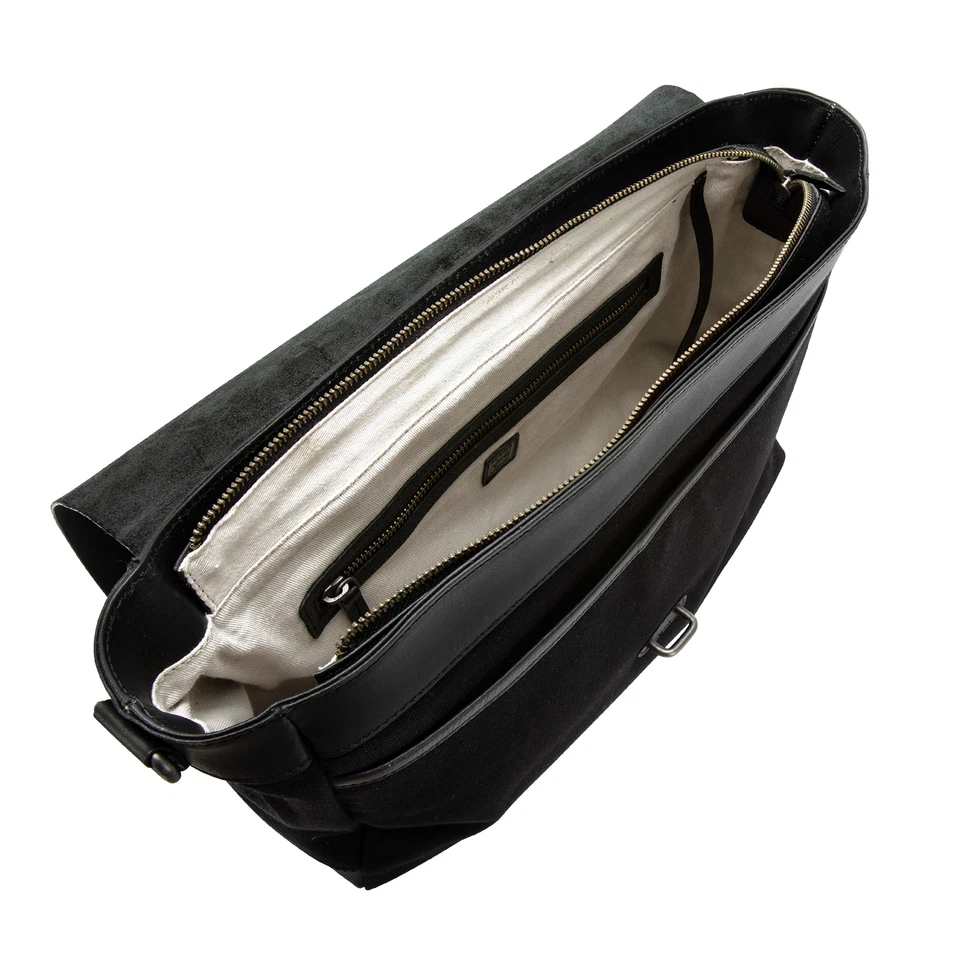 DUDU Large Shoulder Messenger Bag for Women in Leather Canvas Postman Handbag wi - Image 4 of 4