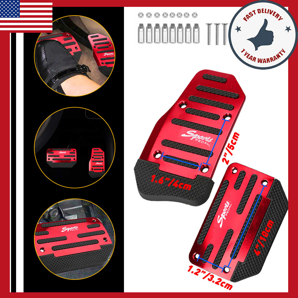 RED Non-Slip Auto Gas & Brake Pedal Covers – Anti-Slip Car Accessories