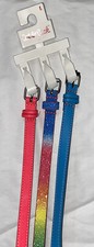 Cat  Jack Girl  s 3 pk Skinny Belts Size L Pink Blue Rainbow Shimmer New