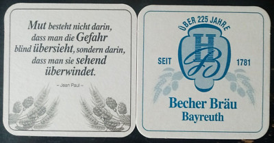 Beer mat Bayreuth Mug Bräu - motif 9b: courage does not consist in that...