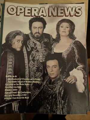 Opera News Magazine December 1987 Original Fast Shipping