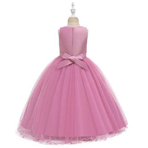 Flower Kids Girls Party Tulle Long Dress Bridesmaid Wedding Formal Prom Dresses - Picture 51 of 58