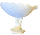 Vintage WESTMORELAND 8 5/8" DOLPHIN SEA SHELL BOWL Fish Milk Glass ELEGANT Disc