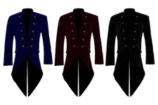 Men's Velvet Tuxedo Jacket Steampunk Tailcoat Jacket Gothic Victorian Coat VTG