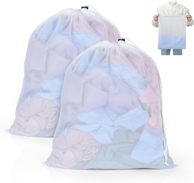 16x20 Inch Small Laundry Bags 2PCS Fine Mesh Washing Bag Drawstring Dirty Clothe