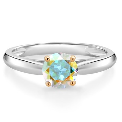 1.00 Ct  Mercury Mist Mystic Topaz 10K White and Yellow Gold Solitaire